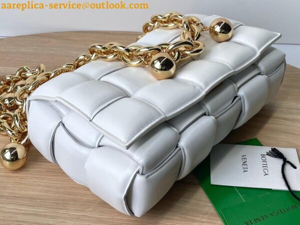 Replica Bottega Veneta Chain Cassette Bag In White Intrecciato Lambskin 36