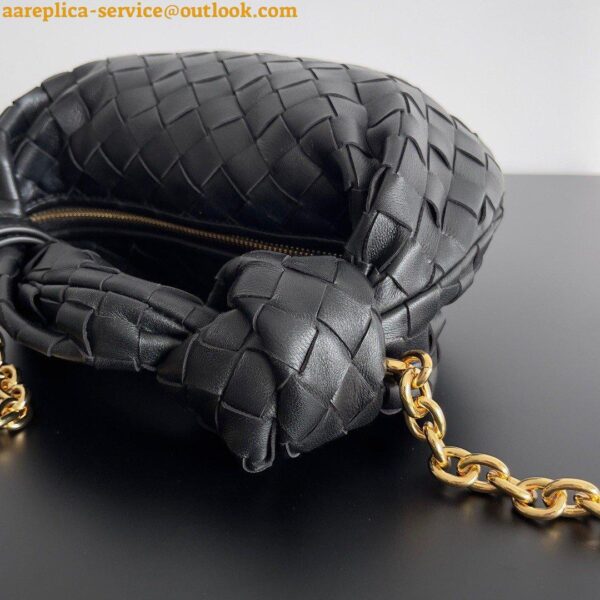 Replica Bottega Veneta Mini Jodie Chain Bag In Black Intrecciato Lambskin 3