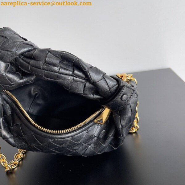 Replica Bottega Veneta Mini Jodie Chain Bag In Black Intrecciato Lambskin 4