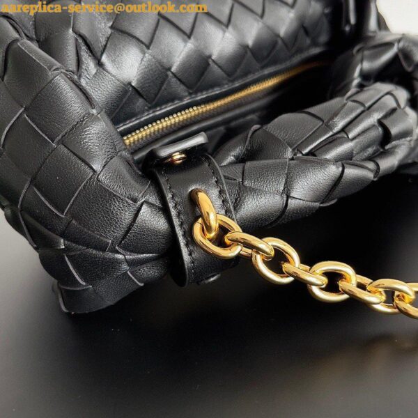 Replica Bottega Veneta Mini Jodie Chain Bag In Black Intrecciato Lambskin 5