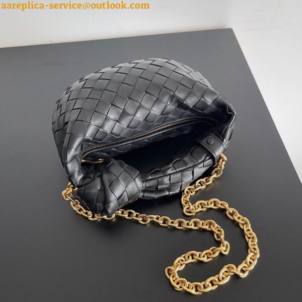 Replica Bottega Veneta Mini Jodie Chain Bag In Black Intrecciato Lambskin 7