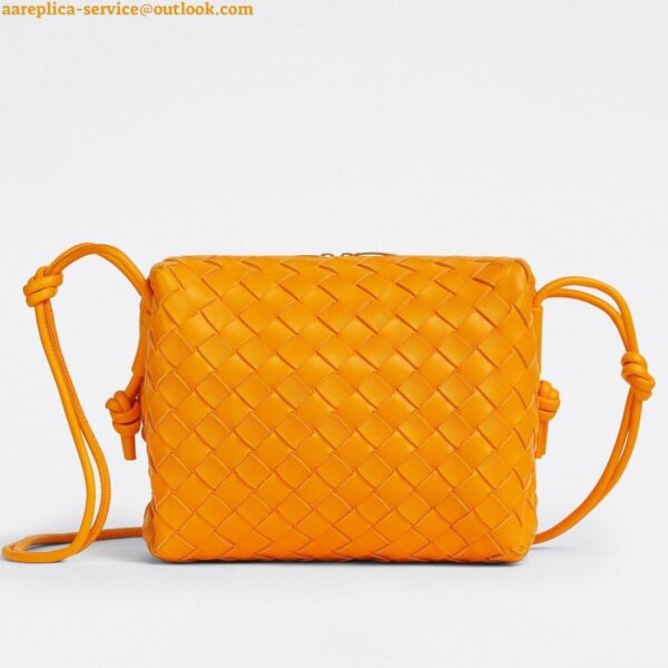 Replica Bottega Veneta Loop Small Bag In Orange Intrecciato Lambskin 3