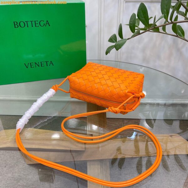 Replica Bottega Veneta Loop Small Bag In Orange Intrecciato Lambskin 9