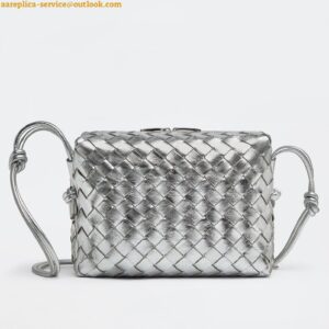 Replica Bottega Veneta Loop Small Bag In Silver Intrecciato Lambskin