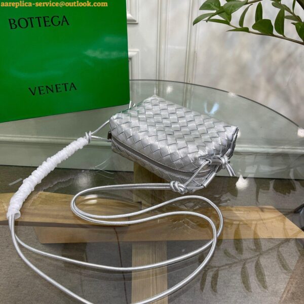 Replica Bottega Veneta Loop Small Bag In Silver Intrecciato Lambskin 8