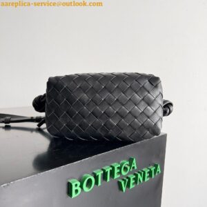 Replica Bottega Veneta Small Loop Crossbody Bag In Black Intrecciato Lambskin 2