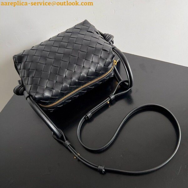 Replica Bottega Veneta Small Loop Crossbody Bag In Black Intrecciato Lambskin 8