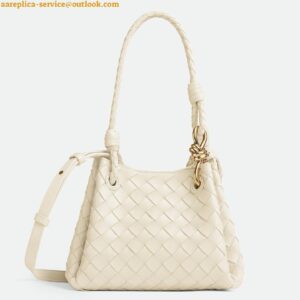 Replica Bottega Veneta Parachute Small Bag in White Intrecciato Lambskin