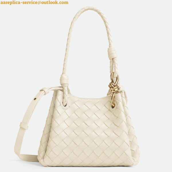 Replica Bottega Veneta Parachute Small Bag in White Intrecciato Lambskin 2