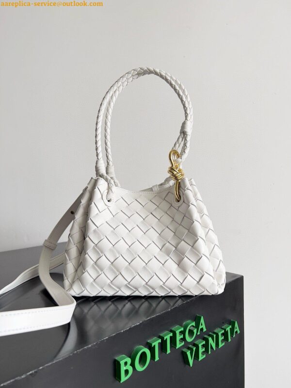 Replica Bottega Veneta Parachute Small Bag in White Intrecciato Lambskin 5