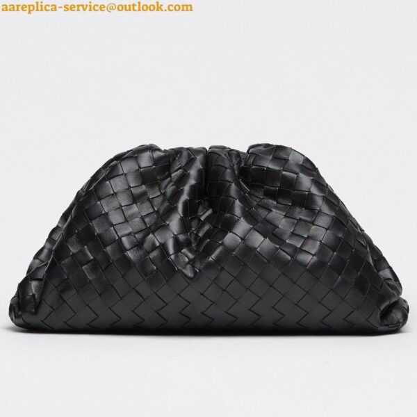 Replica Bottega Veneta Large Pouch Clutch Bag In Black Intrecciato Lambskin 3