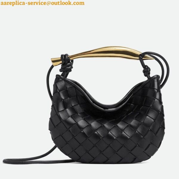 Replica Bottega Veneta Sardine Mini Bag In Black Intrecciato Lambskin 3