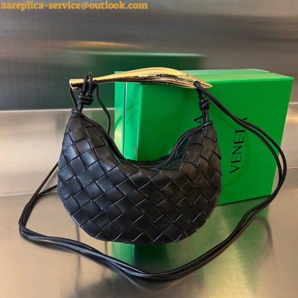 Replica Bottega Veneta Sardine Mini Bag In Black Intrecciato Lambskin 5