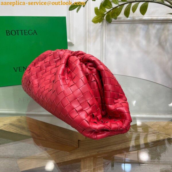 Replica Bottega Veneta Large Pouch Clutch Bag In Red Intrecciato Lambskin 8