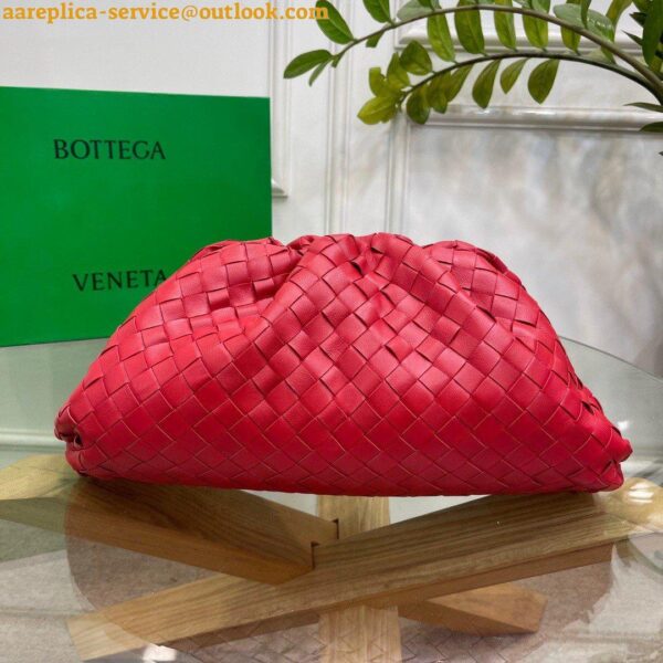 Replica Bottega Veneta Large Pouch Clutch Bag In Red Intrecciato Lambskin 10