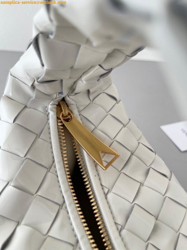 Replica Bottega Veneta BV Jodie Mini Bag In White Intrecciato Patent Leather 11