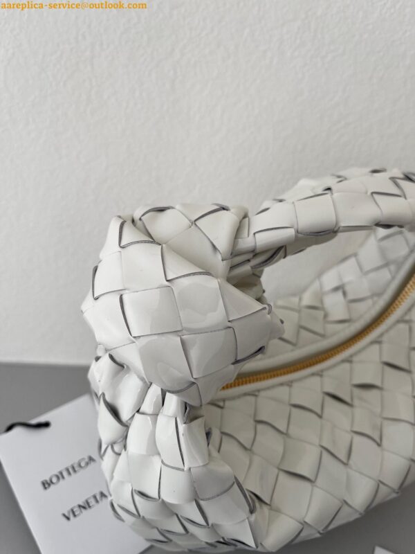 Replica Bottega Veneta BV Jodie Mini Bag In White Intrecciato Patent Leather 12