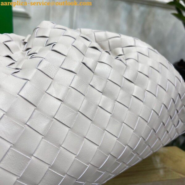 Replica Bottega Veneta Large Pouch Clutch Bag In White Intrecciato Lambskin 8