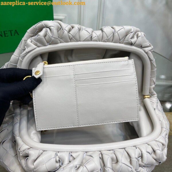 Replica Bottega Veneta Large Pouch Clutch Bag In White Intrecciato Lambskin 11