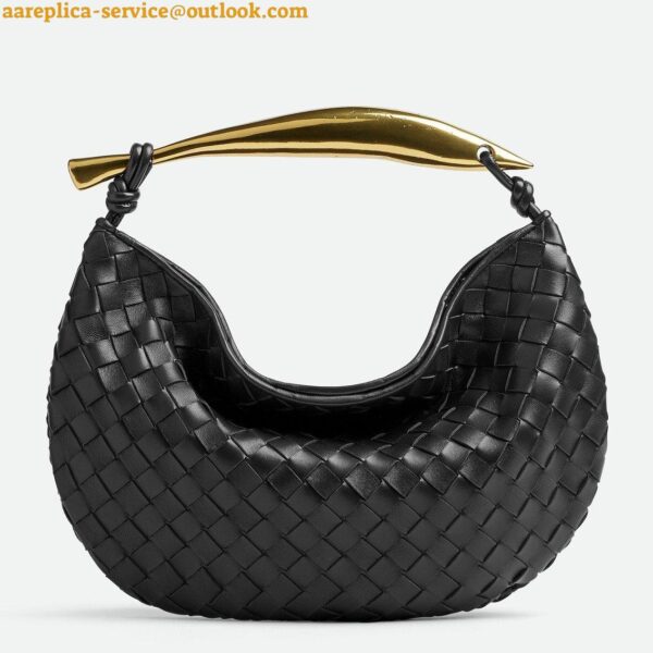 Replica Bottega Veneta Sardine Small Bag In Black Intrecciato Lambskin 5