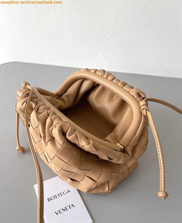 Replica Bottega Veneta Mini Pouch with Strap in Almond Intrecciato Lambskin 10