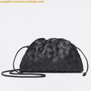 Replica Bottega Veneta Mini Pouch with Strap in Black Intrecciato Lambskin