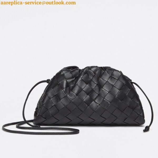 Replica Bottega Veneta Mini Pouch with Strap in Black Intrecciato Lambskin