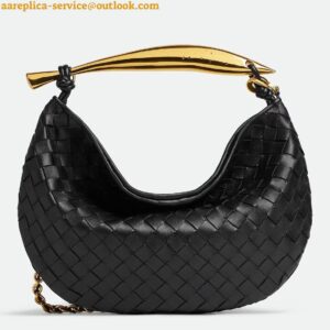 Replica Bottega Veneta Sardine Small Bag with Chain in Black Lambskin 2