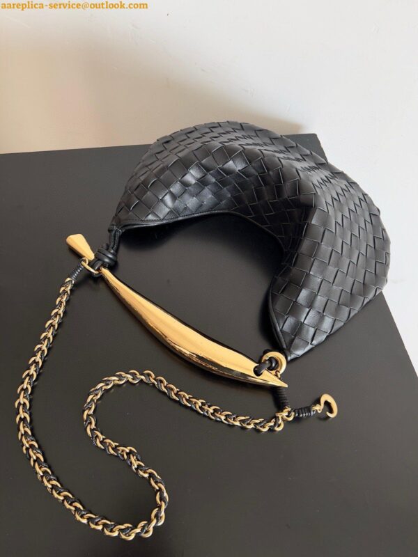 Replica Bottega Veneta Sardine Small Bag with Chain in Black Lambskin 7