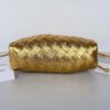 Replica Bottega Veneta Mini Pouch with Strap in Gold Metallic Lambskin