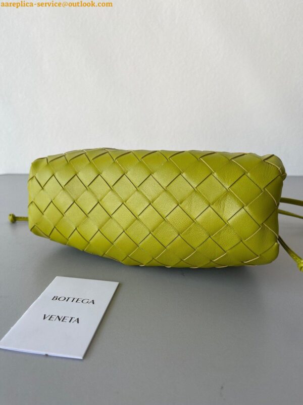 Replica Bottega Veneta Mini Pouch with Strap in Kiwi Intrecciato Lambskin 10