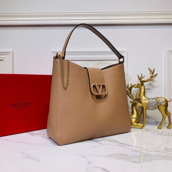 Replica Valentino 50027 Vsling Grainy Calfskin Hobo Bag Apricot 3