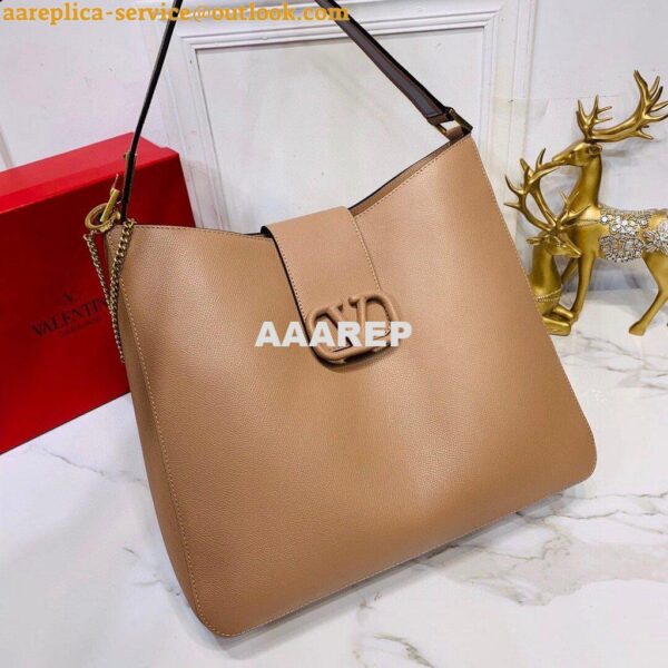 Replica Valentino 50027 Vsling Grainy Calfskin Hobo Bag Apricot 6