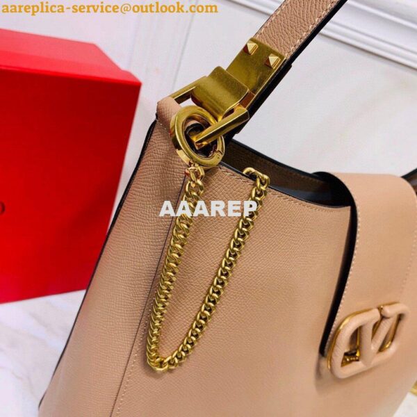 Replica Valentino 50027 Vsling Grainy Calfskin Hobo Bag Apricot 7