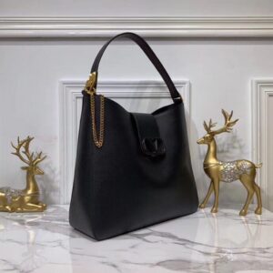 Replica Valentino 50027 Vsling Grainy Calfskin Hobo Bag Black