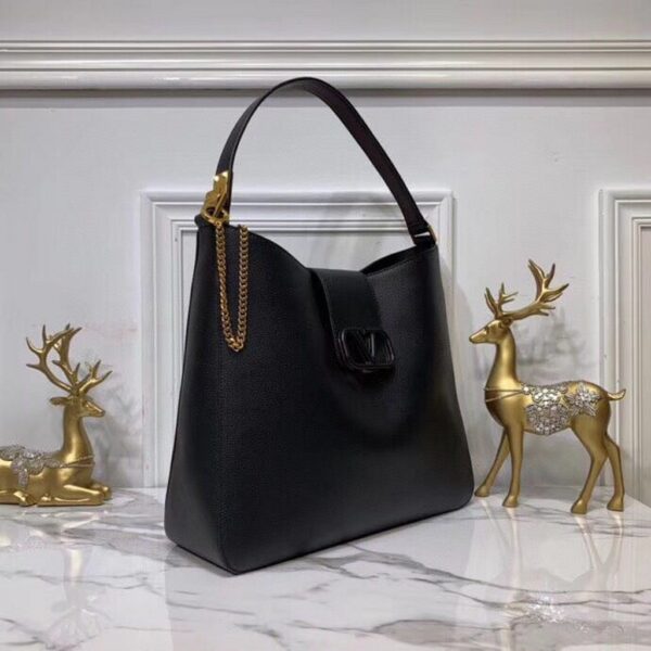 Replica Valentino 50027 Vsling Grainy Calfskin Hobo Bag Black 3