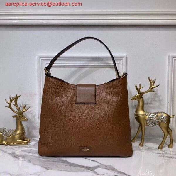 Replica Valentino 50027 Vsling Grainy Calfskin Hobo Bag Brown 4