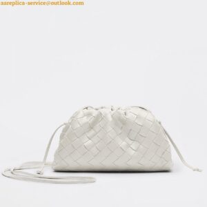 Replica Bottega Veneta Mini Pouch with Strap in White Intrecciato Lambskin