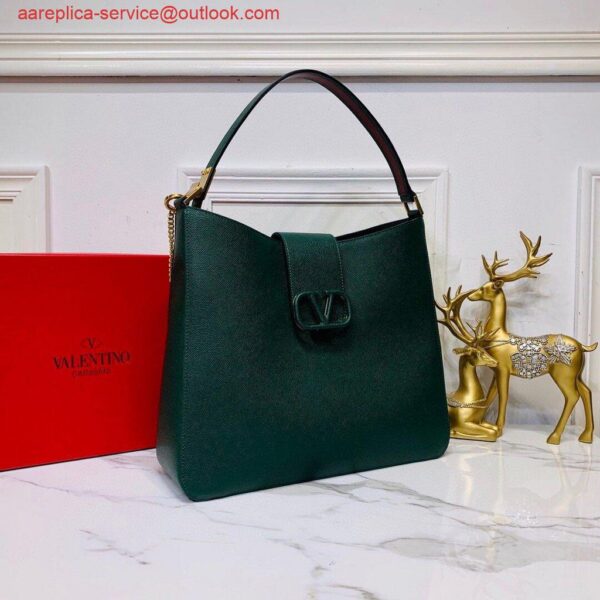 Replica Valentino 50027 Vsling Grainy Calfskin Hobo Bag Green 3