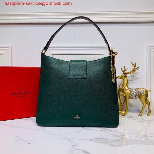 Replica Valentino 50027 Vsling Grainy Calfskin Hobo Bag Green 4