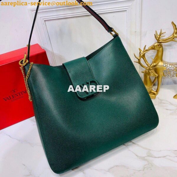 Replica Valentino 50027 Vsling Grainy Calfskin Hobo Bag Green 6