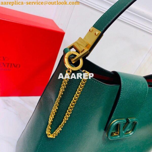 Replica Valentino 50027 Vsling Grainy Calfskin Hobo Bag Green 7