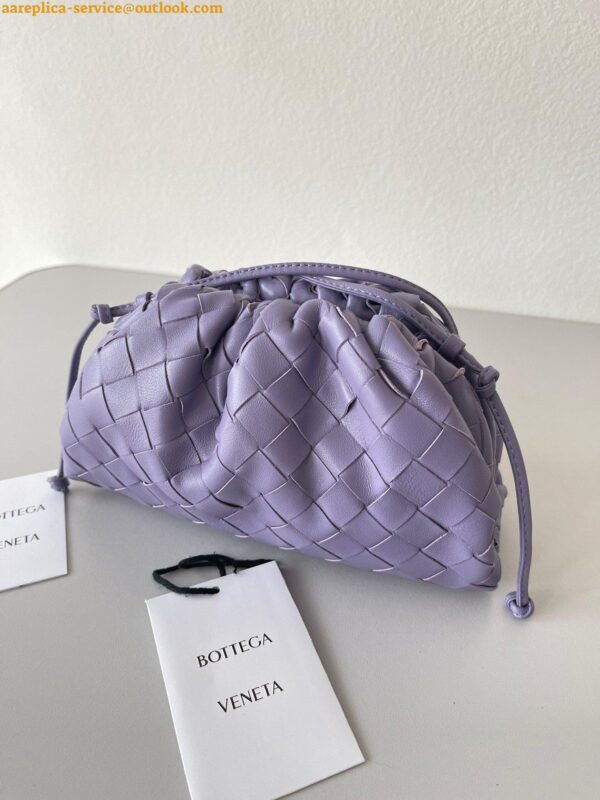 Replica Bottega Veneta Mini Pouch with Strap in Wisteria Intrecciato Lambskin 3