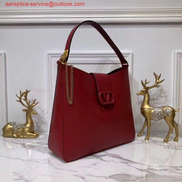 Replica Valentino 50027 Vsling Grainy Calfskin Hobo Bag Red 3