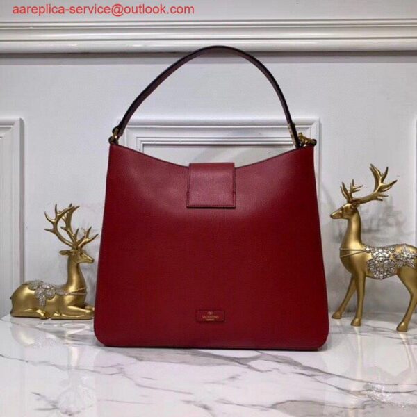 Replica Valentino 50027 Vsling Grainy Calfskin Hobo Bag Red 4