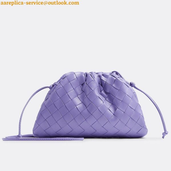 Replica Bottega Veneta Mini Pouch with Strap in Wisteria Intrecciato Lambskin 8