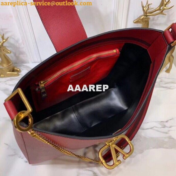 Replica Valentino 50027 Vsling Grainy Calfskin Hobo Bag Red 8