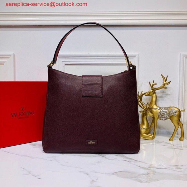 Replica Valentino 50027 Vsling Grainy Calfskin Hobo Bag Wine Red 4