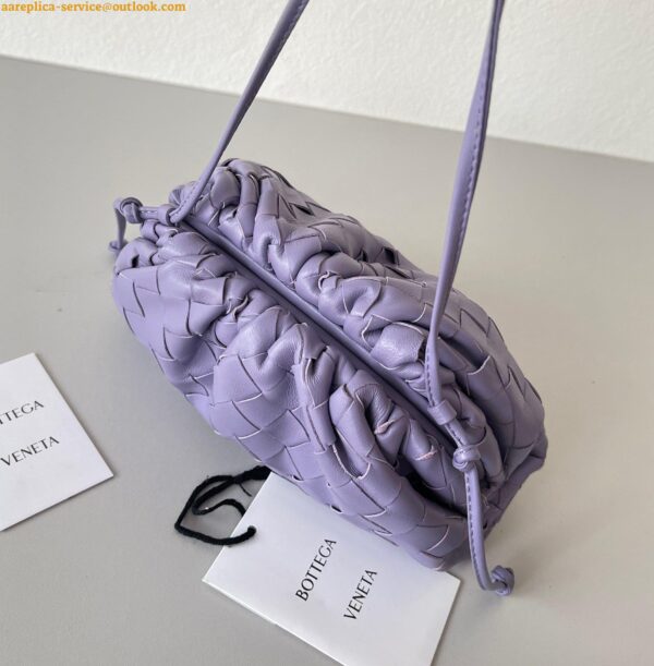 Replica Bottega Veneta Mini Pouch with Strap in Wisteria Intrecciato Lambskin 12