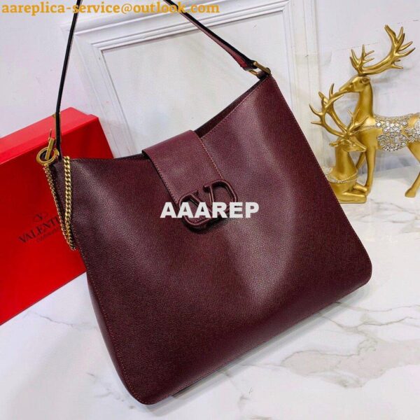 Replica Valentino 50027 Vsling Grainy Calfskin Hobo Bag Wine Red 6